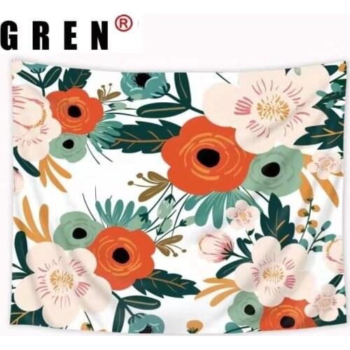 GREN Colorful Floral Plant Tapestry Wall Hanging Covering Rugs Background Cloth Beach Mat Blanket Art Bedroom Dorm Home Decor