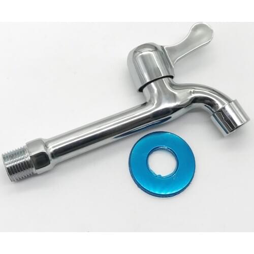 G1/2' Zinc Alloy Chrome Washing Machine Faucet Single Cold Quick Open Basin Long Nozzle Bibcocks