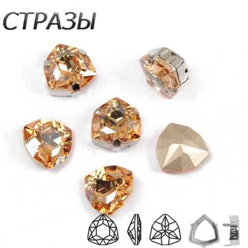 Crystal Golden Shadow Trilliant K9 Glass Rhinestones Crystal Point Back Fancy Rhinestone for Garment Decoration Jewelry Making