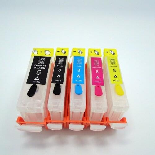 Vilaxh 5PCS PGI-5 CLI-8 Refillable Ink Cartridge For Canon Pixma iP4200 iP4300 iP4500 iP5200 MP500 MP530 MP600 MP610 printer