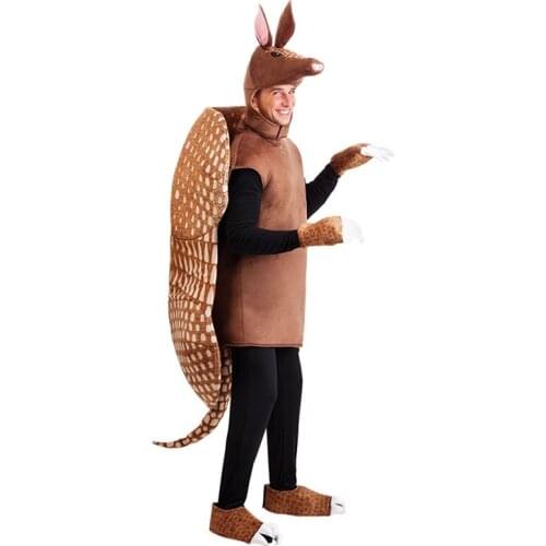 Brown Pangolin Cosplay Costume Adult Men Animal Costume Halloween Jumpsuit Fancy Party Dress Stage Performance Set Suits