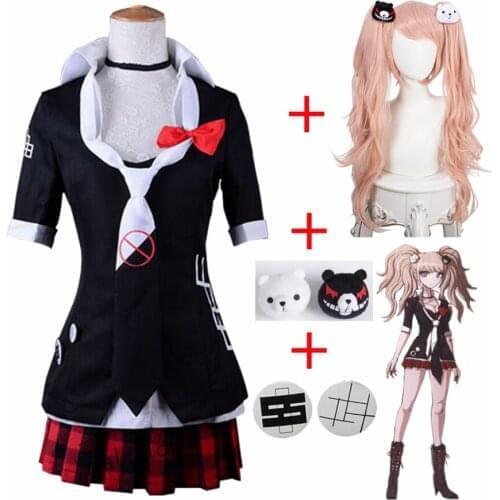 New Danganronpa Cosplay Anime Junko Enoshima Emboitement Inushio Kimuchi Happy Havoc Dangan Ronpa Cosplay Costume / Wig