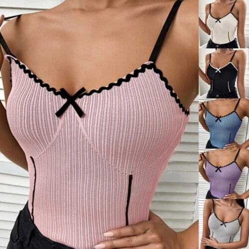 Camis For Women Tank Top Camisole Off Shoulder Woman Vest Spaghetti Strap Colorblock Tops Elegant French Chic Womens Clothes