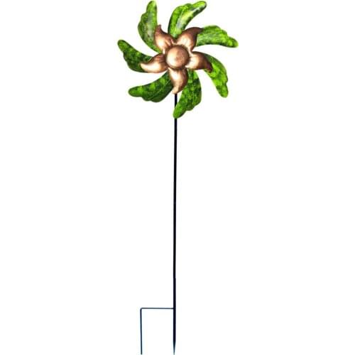 Metal Pinwheels Outdoor Wind Spinner with Ground Stake Yard Flowerbed Decor