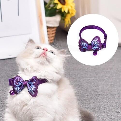 Pet Cute Collar Butterfly Bell Fashion Kitten Collar Dog Bow Tie Puppy Adjustable Tie Collar Puppy Pet Supplies Accessories
