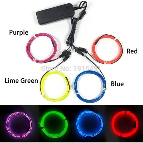 Fashion DIY Toys,Clothing Accessories 4Pieces x 1Meter 2.3mm EL wire Neon Led Strip Atmosphere Lamp for Fashion Show Dark Party