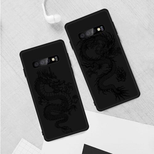 Fashion Dragon Black Silicone Phone Case For Samsung S21 S20 A11 S10 S10E S9 S8 Plus Lite Note10 Note20 Ultra TPU Cover