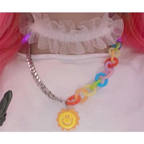 New Sun Smiley Necklace Simple Retro Creative Stitching Sun Smiley Necklace For Women Girls Fashion Jewelry