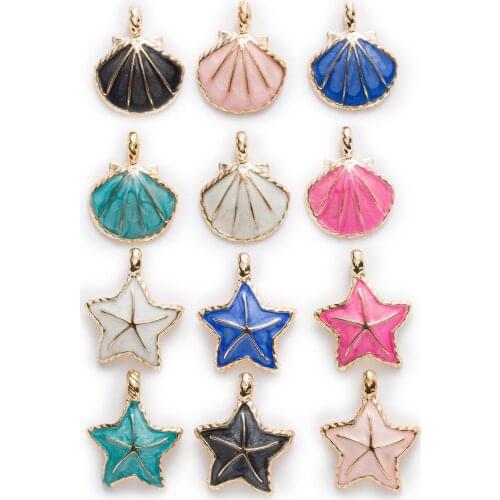 1 Piece Zinc alloy Enamel Star Sector Shell Charms Pendants Jewelry Making Fit Necklace Bracelet Earrings For Women DIY 24-27mm