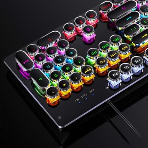 Full Size Real Mechanical Gaming Keyboard Multicolor Punk Round Keycap 104 Keys USB Wired For PC Laptop Blue Brown Black Switch