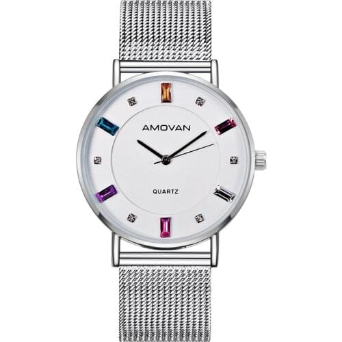 Popular Stainless Steel Band Round Shape Women Watch