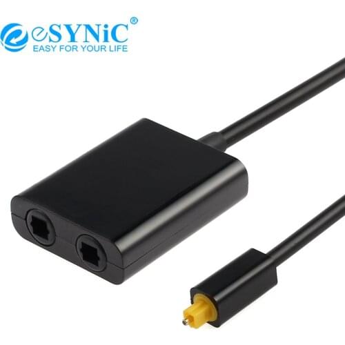 ESYNiC 1 to 2 Splitter Optical Fiber Duplicator Adapter For Toslink Digital Audio Cable 1 Male Toslink to 2 Female Toslink Cable