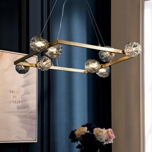 Living Room Luxury Copper G4 Led Pendant Lights Crystal Shades Led Pendant Lamp Lustre Lamparas Fixtures Ajustable Hanging Lamp