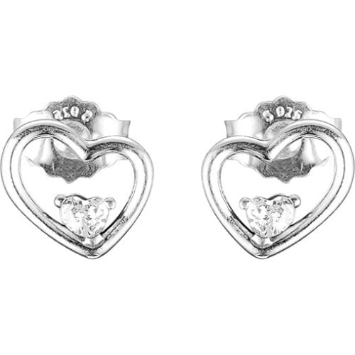 Shape of My Heart Earring Studs 925 Sterling Silver Jewelry For Woman Make up Fashion Female Earrings Party Jewelry Wholesale