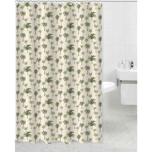 Tropical Plants&Fruit Shower Curtain Coconut Tree&Pineapple Bathroom Curtain Waterproof Fabric With Hook 72x72 Inch