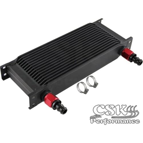 Universal 16 Row AN10 Engine Transmission Oil Cooler +2Pcs Fittings Black