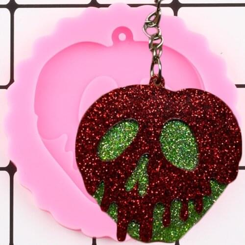 Poison Apple Silicone Mold Badge Reel Phone Socket Mould Epoxy Resin Jewelry Making Keychain Molds DIY Charms Moulds