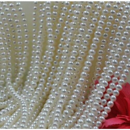 Stunnning small pearl 3.5mm near round freshwater pearl string ITEMQ30149