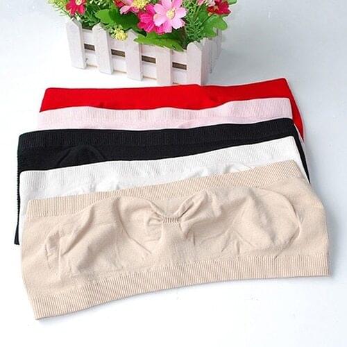 Womens Soft Seamless Strapless Top Breathable Bras Bandeau Boob Tube BXWD