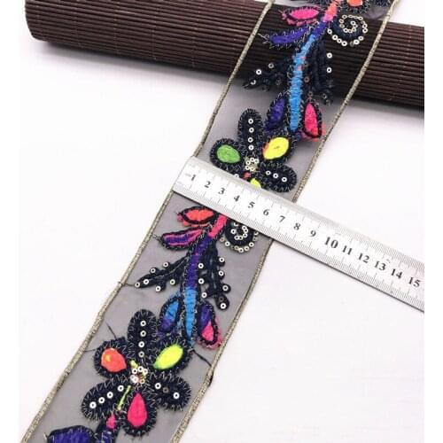 1 Yards Ethnic Boho DIY Accessory Embroidery Fabric Lace Sewing Trim Jeans Dress Ribbon Webbing