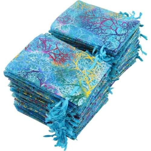 10pcs/lot 7x9cm 9x12cm 10x15cm Colorful Organza Bags Jewelry Packaging Bags Wedding Favor Gift Bags Drawstring Pouches