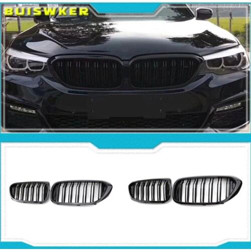 2PCS Car Racing Grill Meteor Diamond Star Style Front Kidney Grille Bumper For BMW 5 Series G30 G31 G38 520i 530i 540i 2018 2019