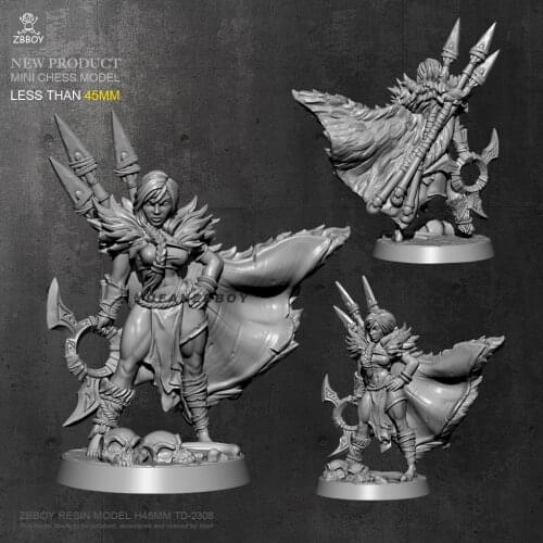 45mm Resin Model Kits Spear female warrior resin soldier Self-assembled TD-2308