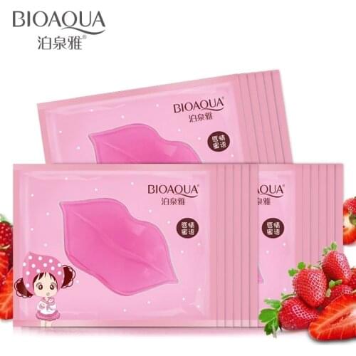 50pcs BIOAQUA Plumper Crystal Collagen Lip Mask Pads Moisture Essence Anti Ageing Wrinkle Patch Pad Gel Lips Enhancer Care
