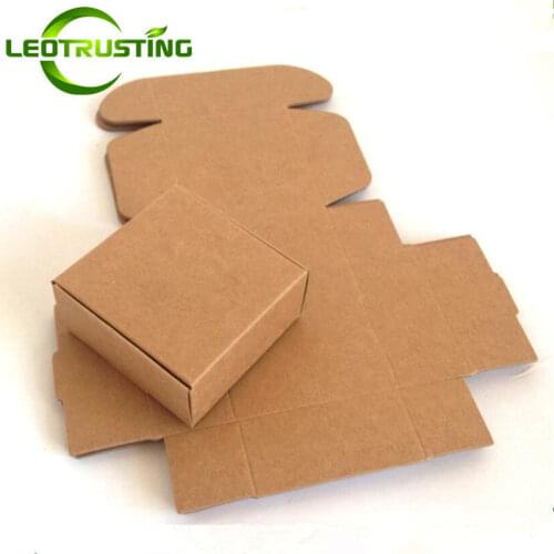 Leotrusting 50pcs Small Natural Cardboard Paper Wedding Gift Packaging Box Blank Brown Paper Box Beige Handmade Soap Paper Box