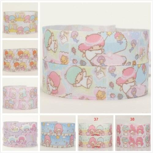 7/8 "22 mm cute Japanese cartoon little twin star ribbon pattern grosgrain ribbon free shipping