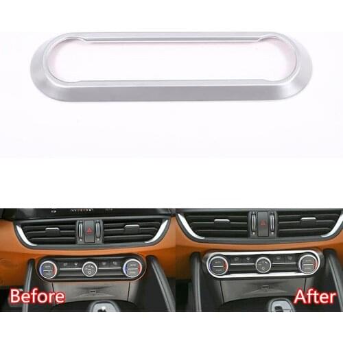 YAQUICKA Car Central Console Air Conditioner Adjust Button Switch Panel Frame Trim Styling For Alfa Romeo Giulia 2017 Chrome ABS