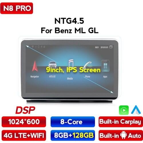 8GB+128GB Android 10 Car Radio GPS Navigation Multimedia Player for Mercedes Benz ML-Class W166 2012-2015 GL X166 Carplay Auto