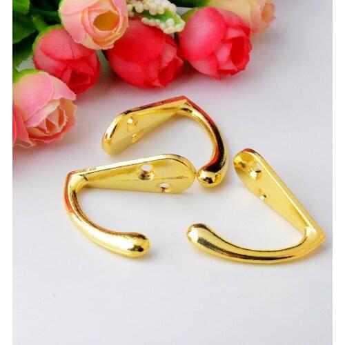 Free shipping 5pcs Gold Tone Metal coat hook bag clothes hanging 2 Holes hook single 33 x14mm F0817