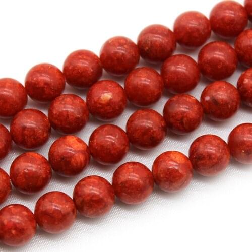 Grass Red Coral Beads Round Sapcer Loose Beads For Jewelry Making DIY Bracelet Necklace 15"Inch 6/8/10/12mm Pick Size Wholesale