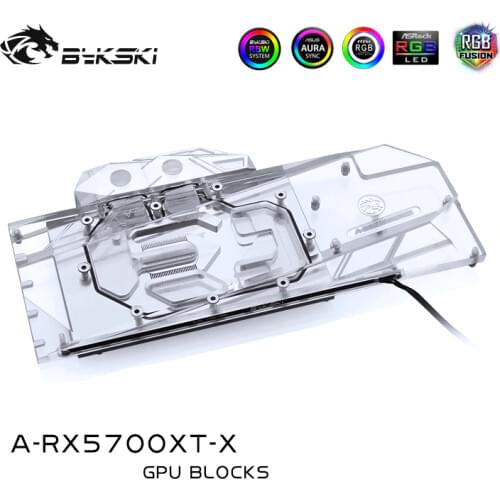 Bykski A-RX5700XT-X, Full Cover Graphics Card Water Cooling Block, For AMD Founder Edition Radeon RX 5700 XT/ RX 5700