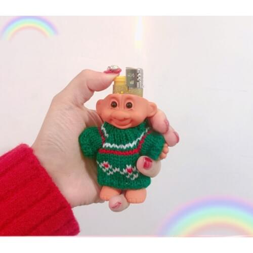 Case for Bic clipper Lighter Rubber Doll Lighter Case Cute funny Trolldroll Armor Shell General Body Protection Lighter