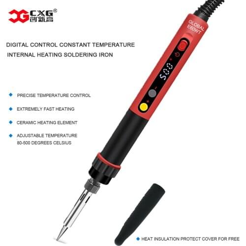Free Shipping CXG 60w/90w/110w LCD Temperature Digital LED Adjustable Electric Soldering Iron EU Plug +10pcs Weld Tips+Cover