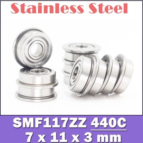 SMF117ZZ Flange Bearing 7x11x3 mm 10PCS Double Shielded Stainless Steel Flanged SMF117 Z ZZ Ball Bearings SMF117Z MF117