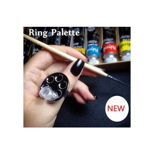 FPUI Makeup Artist Ring Mixing Palette/Gel Eyeliner Palette with plastic cup for Mixing Nail Polish, Gel or Paint Size 9.5-10
