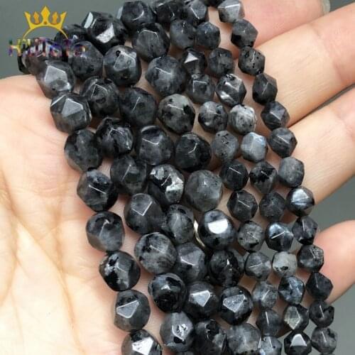 Natural Stone Faceted Black Labradorite Beads Loose Beads For Jewelry DIY Making Bracelet Necklace Accessories 15"Inch 6/8/10mm