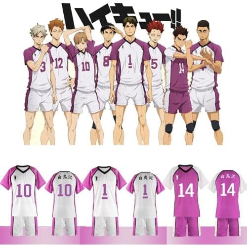 Haikyuu Cosplay Costume Shiratorizawa School Wakatoshi Ushijima Sportswear High School Volleyball Jerseys Uniform Number 1-16