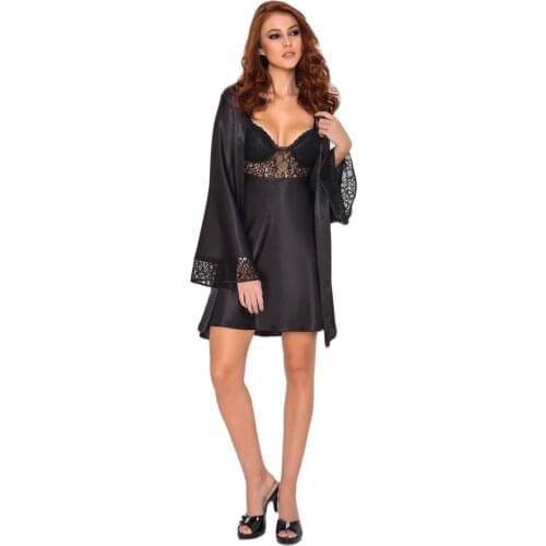 Kimono Bathrobe Satin 2 Pieces Pajamas Set Sleepwear Casual Spring Summer New Nightwear Bathrobe Intimate Lingerie Homewear