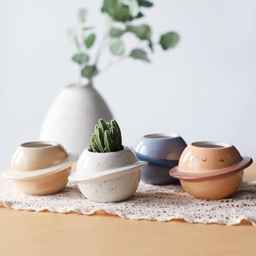 Personality Planet Succulent Ceramic Flower Pot Cute Small Fresh Art Deco Potted Living Room Desktop Decoration Decoration