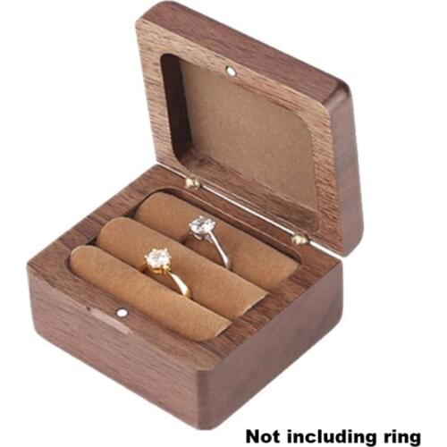 Wedding Ring Box Engagement Ring Bearer Box Wooden Double Ring Box Decorative Jewelry Box Rustic Decor Box