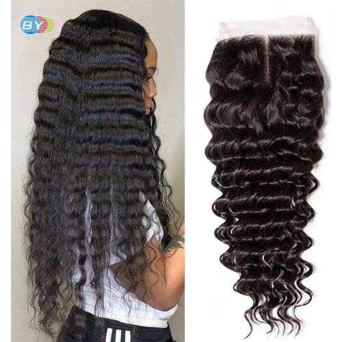 T Part Lace Closure 4x4x1 Middle Part Lace Closure With Baby Hair Pre Plucked Human Hair 4 Inch Deep Part Wholesale Price BY