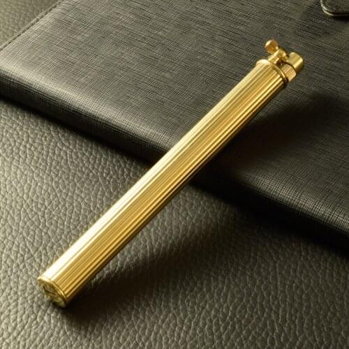 High Quality Brass New Lengthened Cylindrical Kerosene Lighter Grinding Wheel Old Style Retro Mens Smoking Gadget Gift