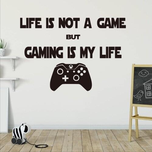 Life Is Not Game Game Is My Life Quote Wall Sticker Playroom Bedroom Gaming Quote Wall Decal Living Room Vinyl Home Decor