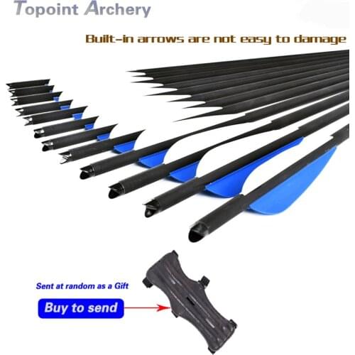 Bows and Arrow Archery 16/17/18/20/22-Inch Carbon Arrows with 125 Grains Arrowhead Blue/White Feather for Recurve Bow Hunting