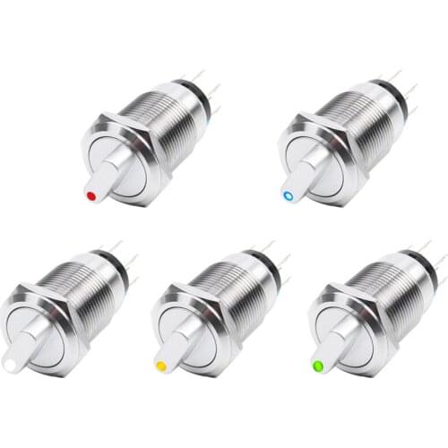 19/22mm second gear metal button switch third button auto reset button auto lock button switch with light 6v12v24v110v220v