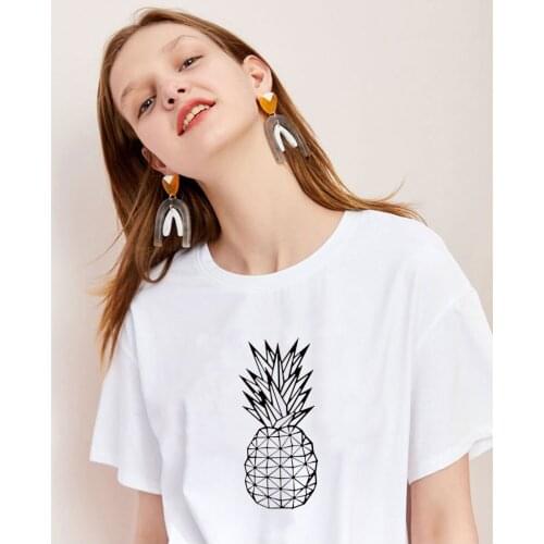 Harajuku Fashion Pineapple Print T Shirt Women Shirts Cotton O Neck Short Sleeve Summer T-Shirt Tops Casual Tshirt hipster